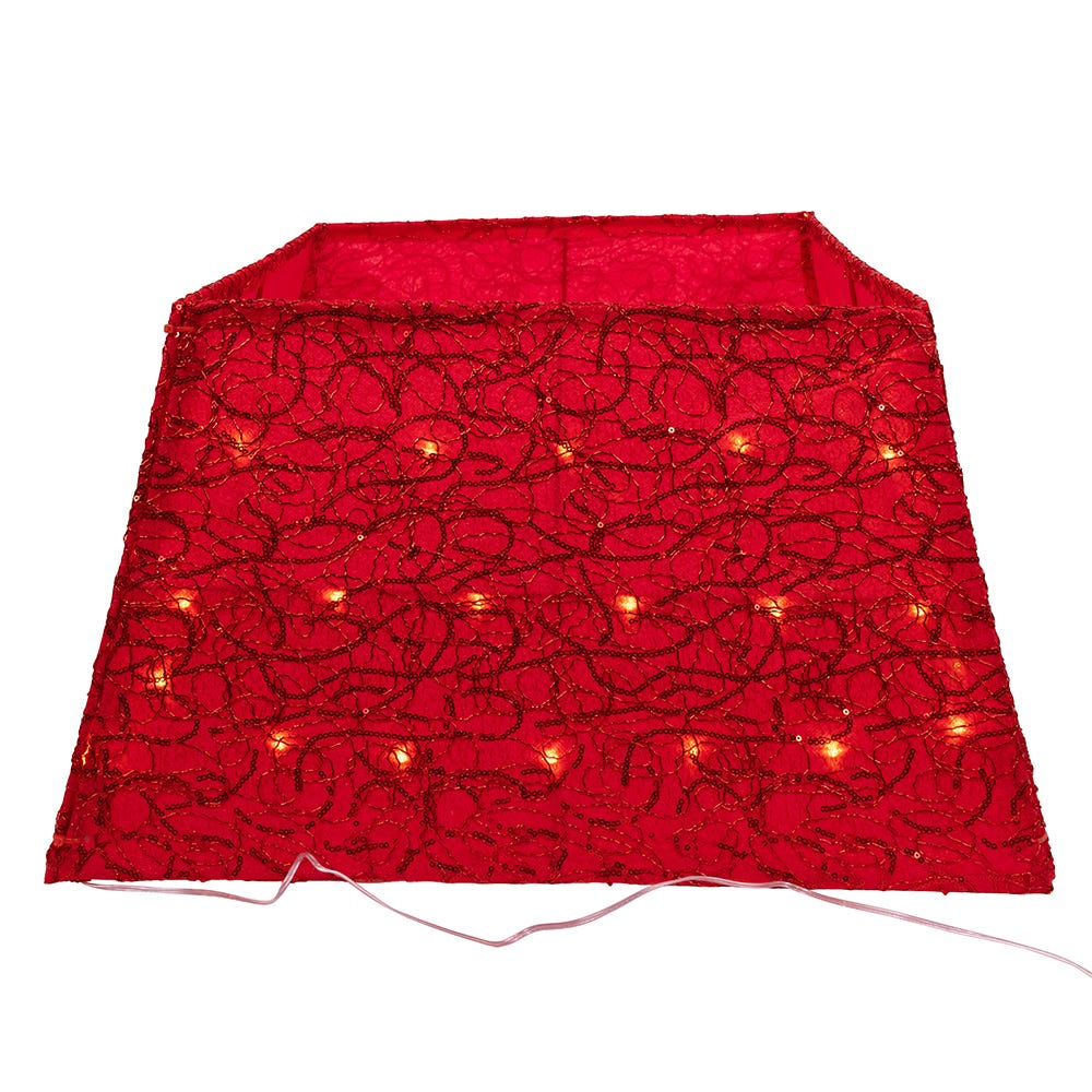 Kurt Adler 19.7-Inch 70-Light Warm White LED Red Square Tree skirt